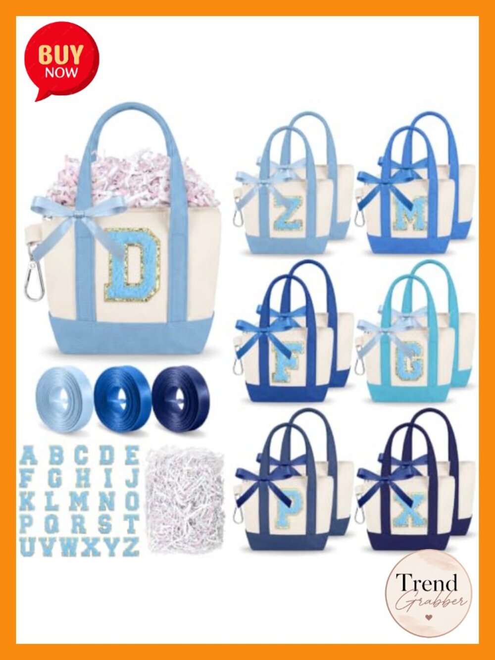 12 Mini Canvas Tote Bags DIY Alphabet Sticker Kit Teacher Gift Bulk